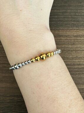 Handmade Gold Center Dual Graduated Stainless Steel Western Pearl Bracelet